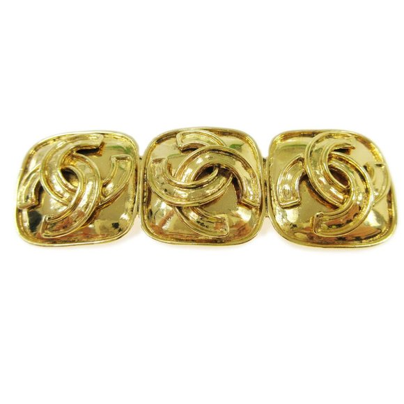 CHANEL CC Logos Triple CC Brooch Pin Corsage Gold-Tone 94P Accessories 03830 - Picture 1 of 4